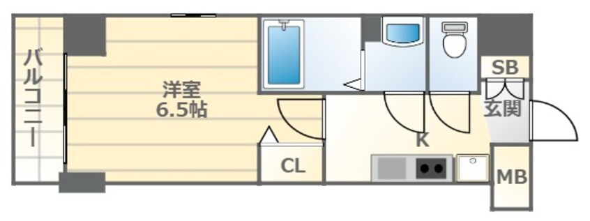 間取図 大阪メトロ堺筋線/恵美須町駅 徒歩3分 6階 築1年