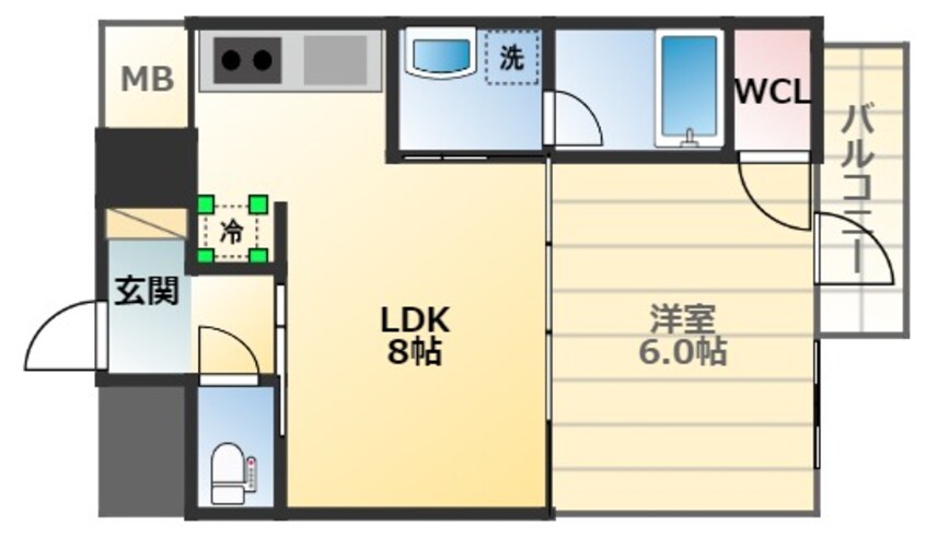 間取図 大阪メトロ御堂筋線/大国町駅 徒歩8分 14階 築15年