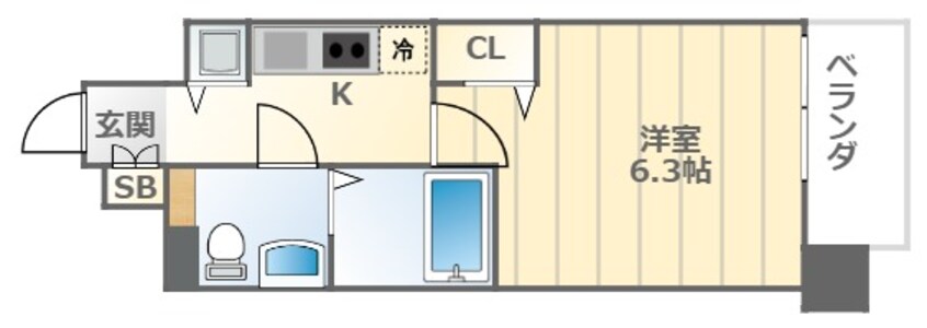 間取図 大阪メトロ御堂筋線/大国町駅 徒歩4分 6階 築10年