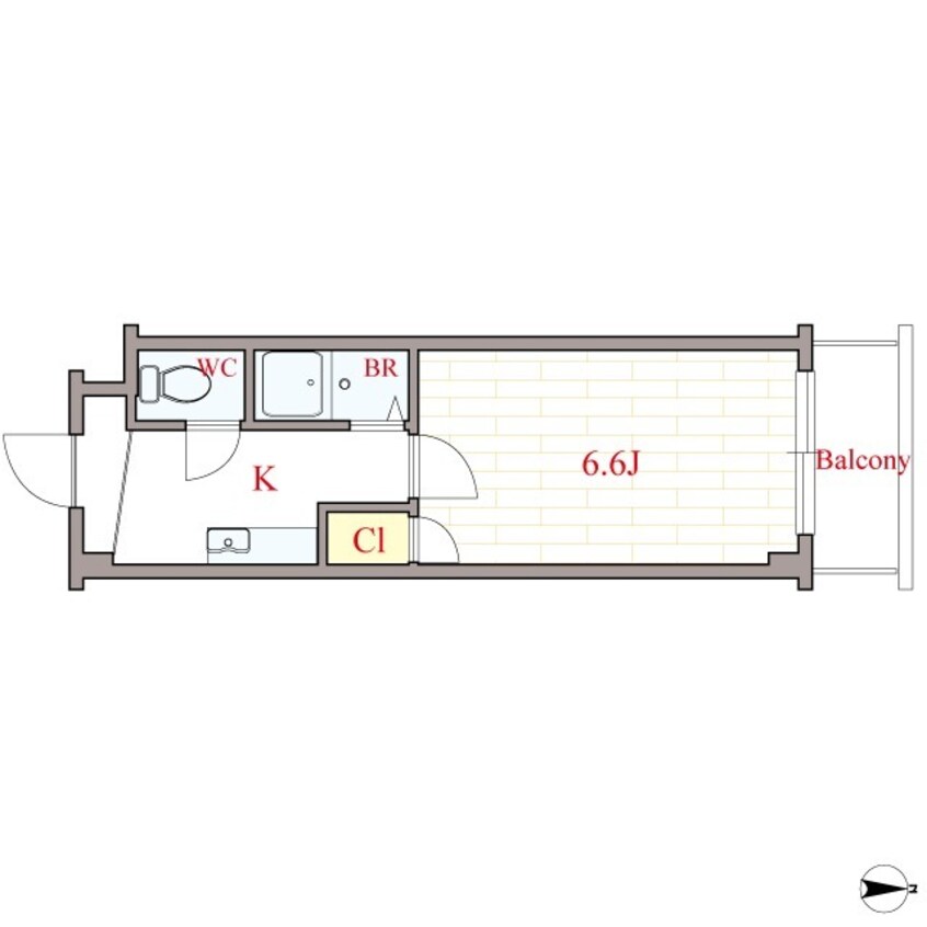 間取図 大阪メトロ四つ橋線/四ツ橋駅 徒歩5分 6階 築26年