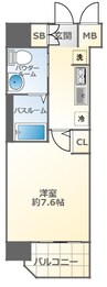 大阪メトロ御堂筋線/大国町駅 徒歩3分 4階 築9年 1Kの間取り