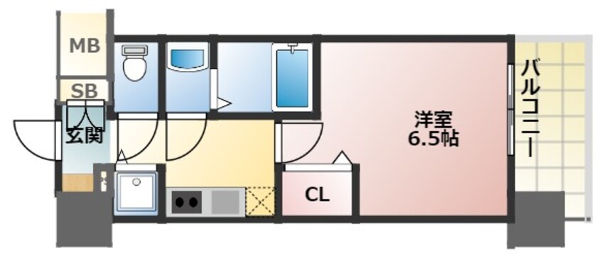 間取図 阪神なんば線/桜川駅 徒歩6分 3階 築8年