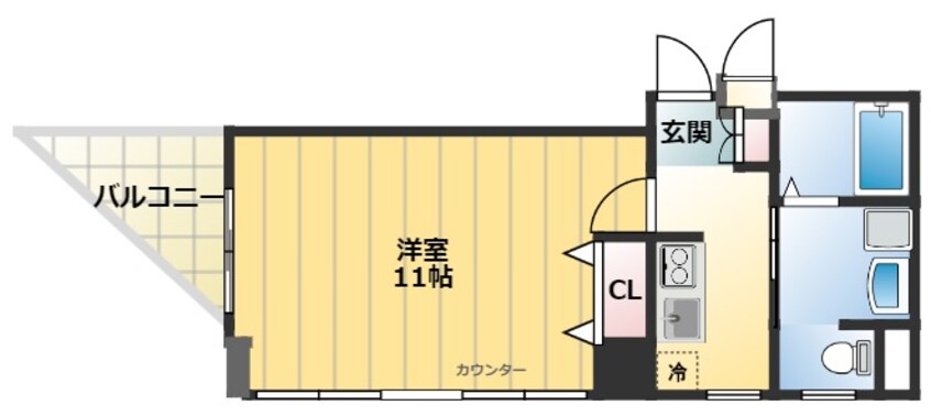 間取図 大阪メトロ千日前線/桜川駅 徒歩8分 11階 築18年