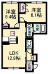 アッシュマーレ　B棟 2LDKの間取り