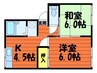 プレジール三島 2Kの間取り