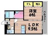 フレブラース 1LDKの間取り