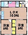 サンライズ　B棟 2LDKの間取り