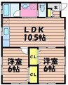 サンライズ　B棟 2LDKの間取り