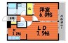 フレブラース 1LDKの間取り