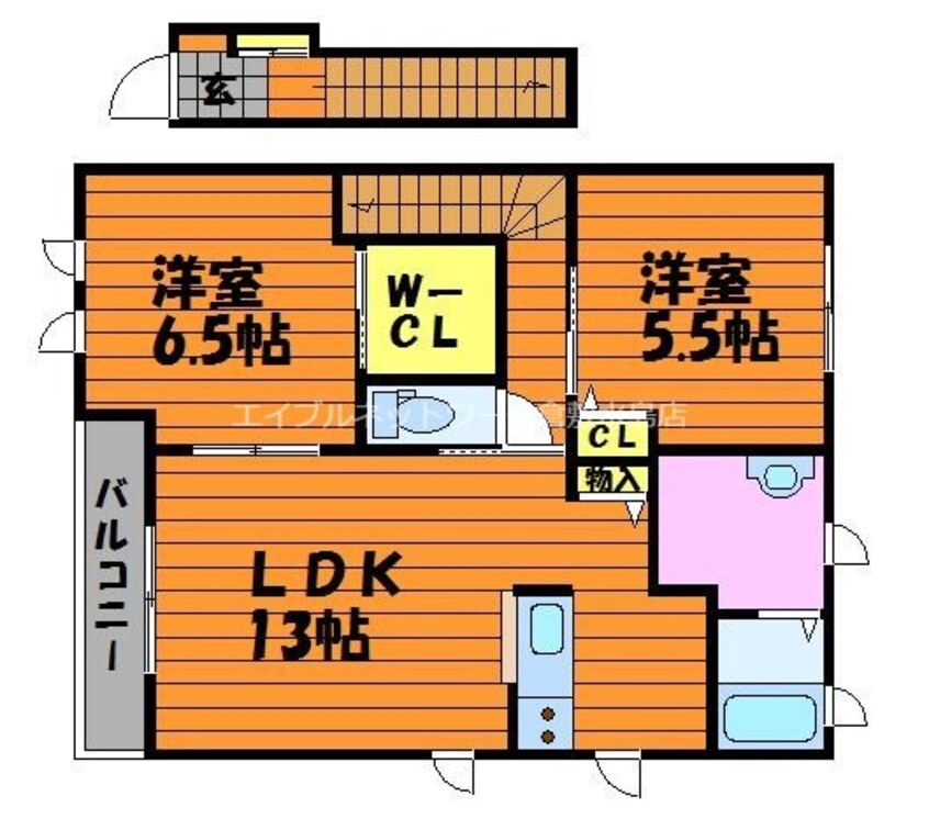 間取図 アンソレイユⅡ　B棟