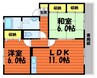 コスモス・ガーデン 2LDKの間取り