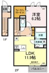 サンライズ吉岡 1LDKの間取り