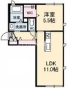 シャーメゾンタウン倉敷運動公園前　Ｃ棟 1LDKの間取り