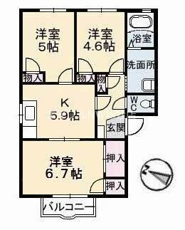 間取り図 サンライン川入　B棟