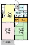 カームナガセ 2DKの間取り