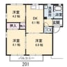 サリーレ太陽Ⅱ　Ａ棟 3DKの間取り