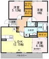 サンヴィオレ　B棟 3LDKの間取り
