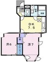 エバ－グリ－ン 2DKの間取り