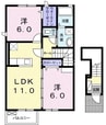 シャルマンジャンⅢＣ 2LDKの間取り