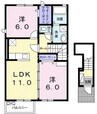シャルマンジャンⅢＣ 2LDKの間取り