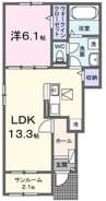 クレール九番館 1LDKの間取り