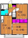 サンライフ玉島　Ｂ棟 2DKの間取り