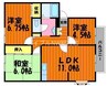 サンビレッジブライト　A棟 3LDKの間取り