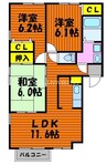 ピュアライフ　B 3LDKの間取り