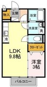 パーチュ　オーラ　A棟 1LDKの間取り