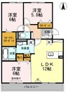 シャルム　B棟 3LDKの間取り