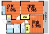 メゾンティーナ 2DKの間取り