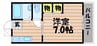アメニティハイツA 1Kの間取り