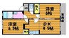 レイクスワン 2DKの間取り