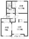 ルボア平喜　C棟 2LDKの間取り