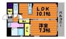 フォブール放駒Ⅱ 1LDKの間取り