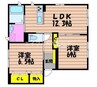 ヴェントフェリーチェ　B棟 2LDKの間取り