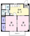 シャトレーヌ柳田Ｂ 2DKの間取り