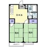 エルディムナガヤマ 2DKの間取り
