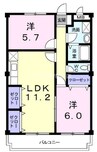 ニューマリッチ笹沖 2LDKの間取り
