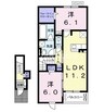 ウエスト　ディオスⅡ 2LDKの間取り