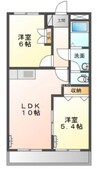 アメニティーハイツ２ 2LDKの間取り