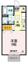 レインボーハイツ　B棟　 1Kの間取り
