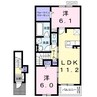 フィオーレⅡ 2LDKの間取り