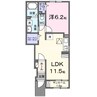 サンフラット乙島Ｂ棟 1LDKの間取り