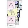 メゾン　ラ・セーヌ　Ｂ 2DKの間取り