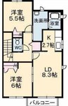ヴェル・サワー　B棟 2LDKの間取り