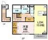 D-roomToba 1LDKの間取り