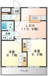 サンモール 2LDKの間取り
