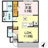（仮）D－ROOM総社市小寺 1LDKの間取り