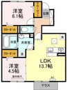 ウィンクルムＣ棟 2LDKの間取り